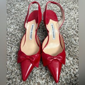 Manolo Blahnik Red Heels with Bow